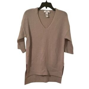 Magaschoni Women's Oatmeal Nude V-Neck Wool Blend Pullover Sweater Size S